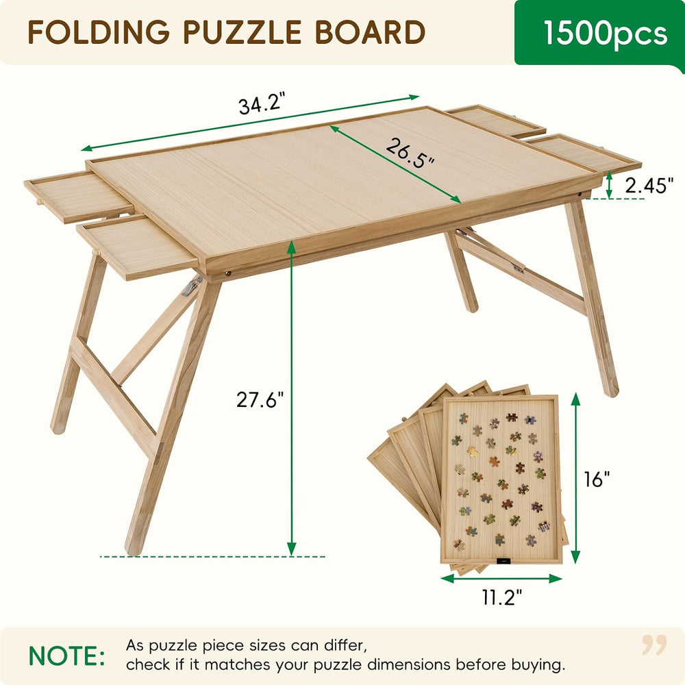 TEAKMAMA 1500 Pieces Puzzle Table, 27.6"H Puzzle Board with Legs for Adults