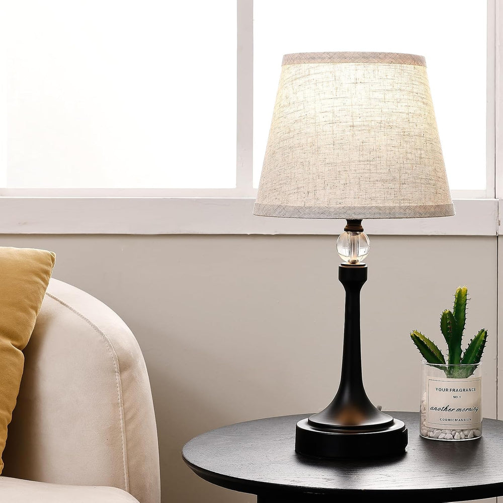 Touch Black Table Lamp Set of 2 with USB C+A Ports, Desk Lamp-19.7''