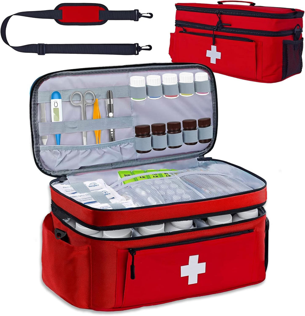 First Aid Bag Empty 2-Layer Large 16" x 9½"x7 Red