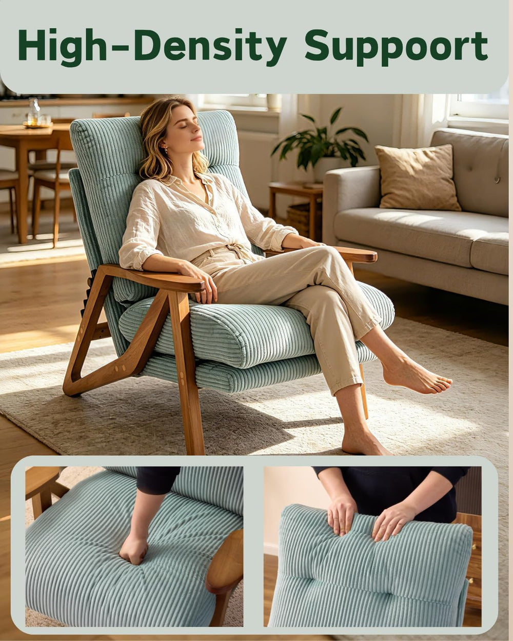 Karl home Mid-Century Adjustable Accent Chair High Back, Teal