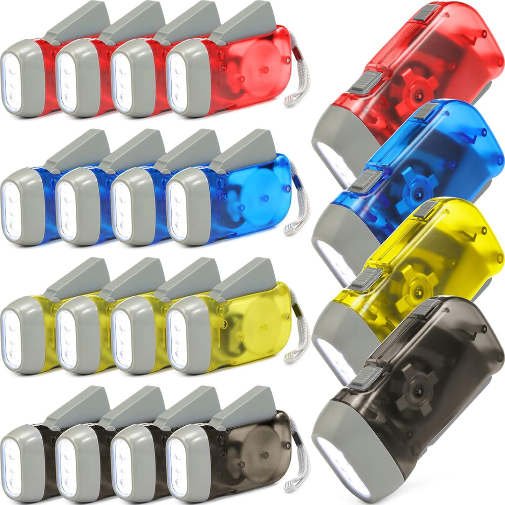 Mudder 24 Hand Crank Flashlight, Red, Blue, Green, Yellow, Black