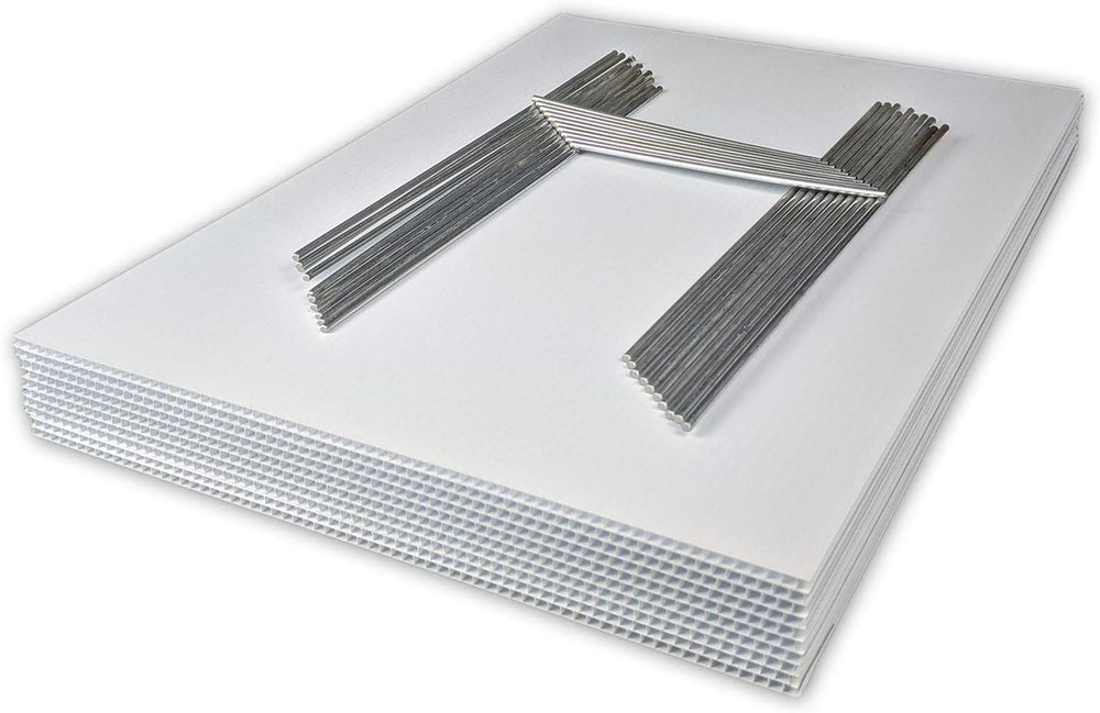 VSE | Blank Yard Signs 12 inch x 18 inch (Vertical Flutes) with 6 inch x 12 i...