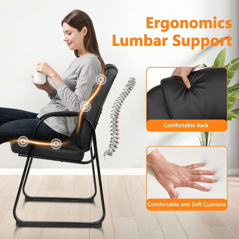 CLATINA Leather Guest Chair with Padded Arm Rest for Reception Meeting Confer...