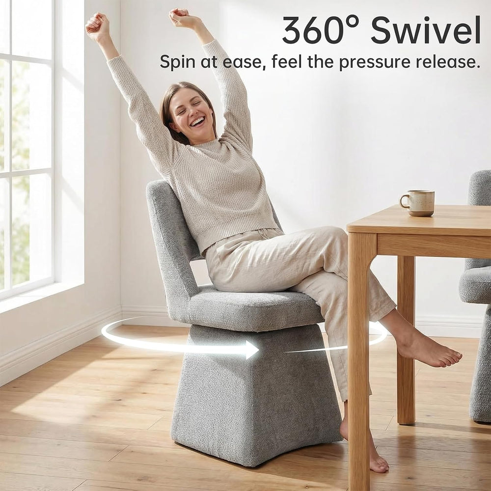 VKNOW Upholstered Swivel Dining Chairs Set of 4 with Curved Open Back