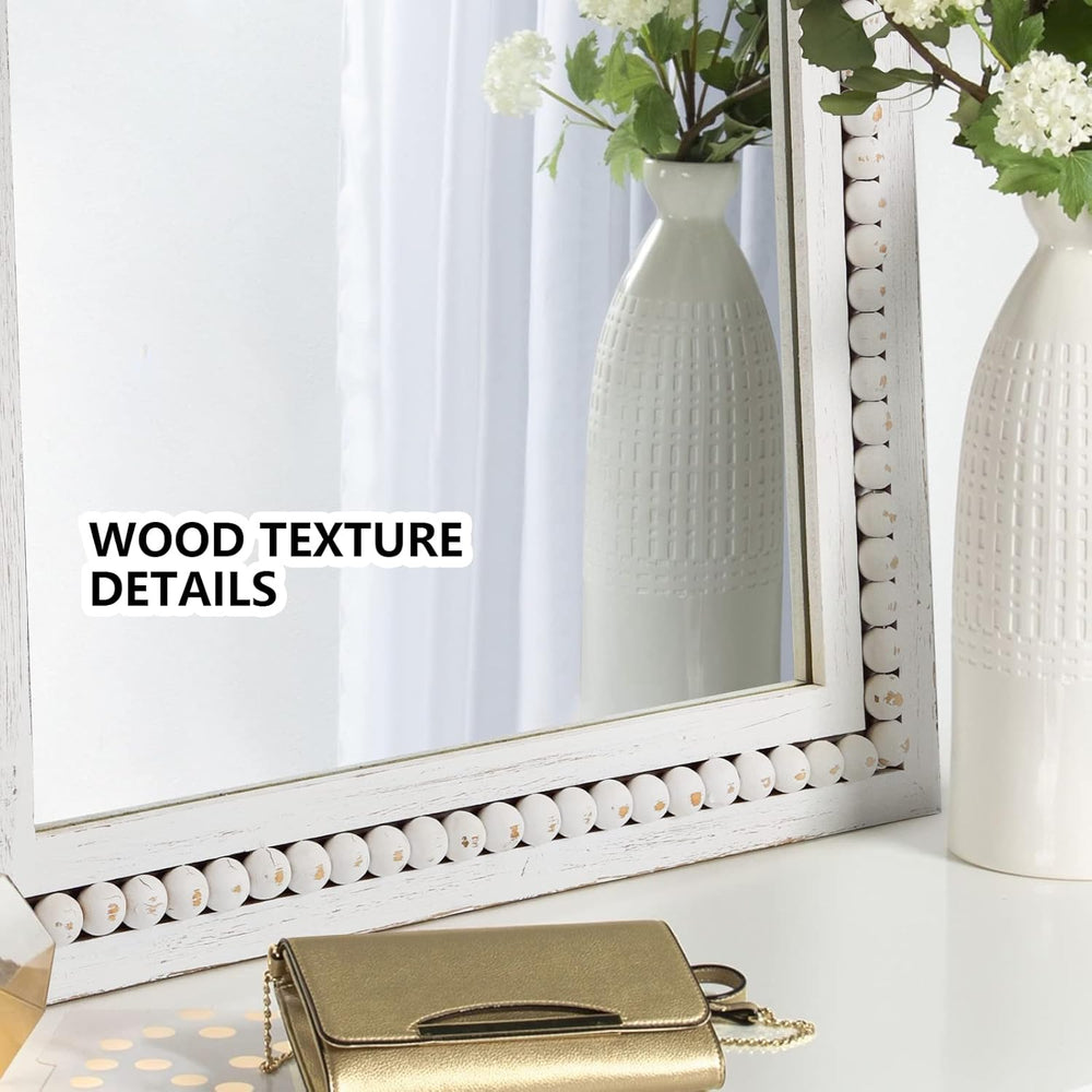 H HOMEWINS Rustic Wood Wall Mirror,Rectangle Bathroom Vanity Mirror