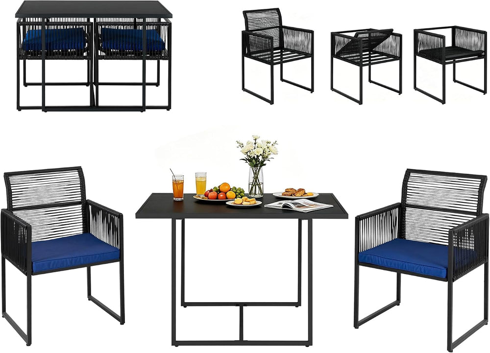 3PC Wicker Patio Dining Bistro Set for 2, All Weather Outdoor Use
