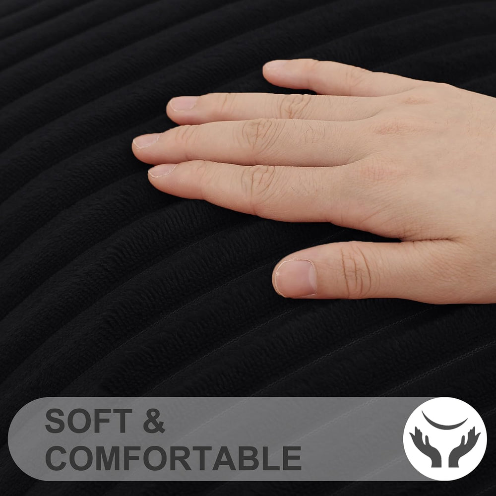 Simmore Fall Soft Black Flannel Throw Pillow Covers 26X26 Set of 2