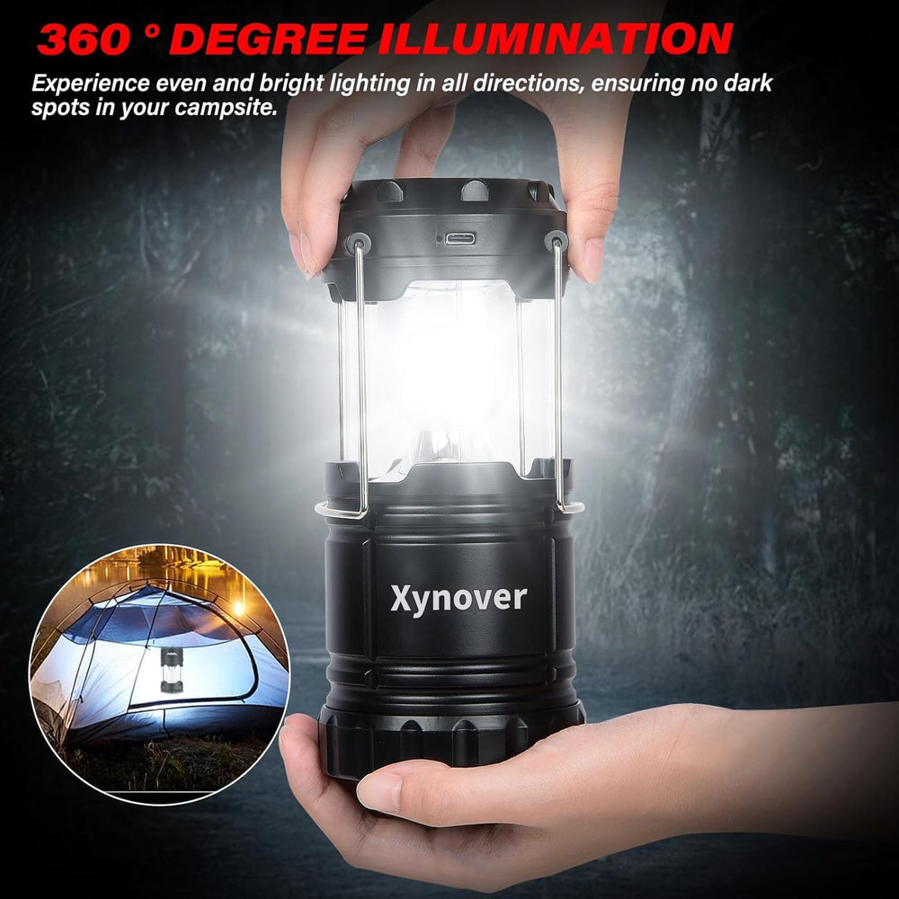 4-Pack Solar Camping Lanterns,Rechargeable LED with USB/Solar/AA Battery,Magn...