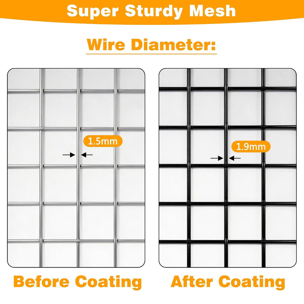 Black PVC Coated Welded Wire Fencing, 24in High x 100ft Long, 2 inch x 2 inch...