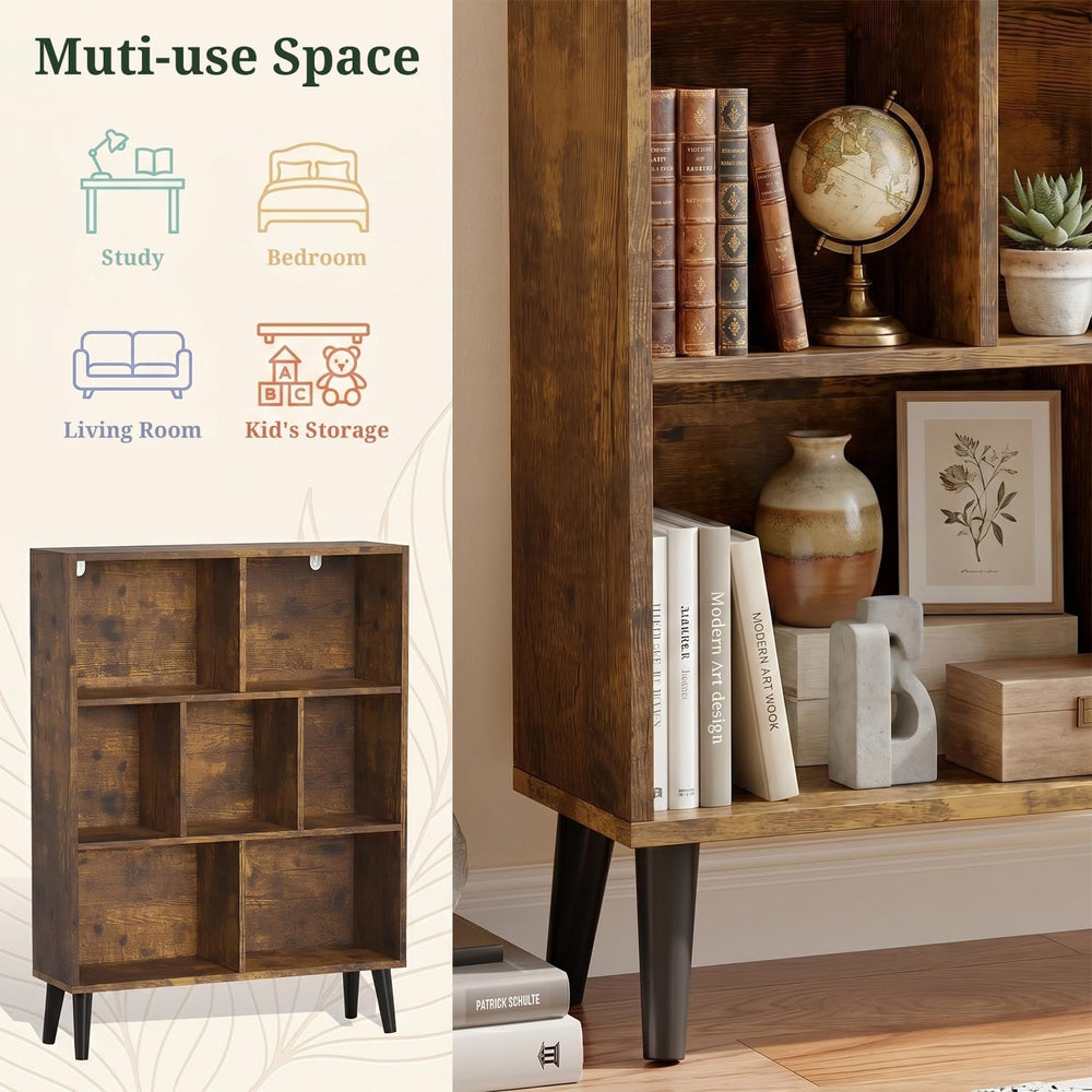 7 Cube Storage Organizer Shelf,Open Cube Bookshelf with Legs