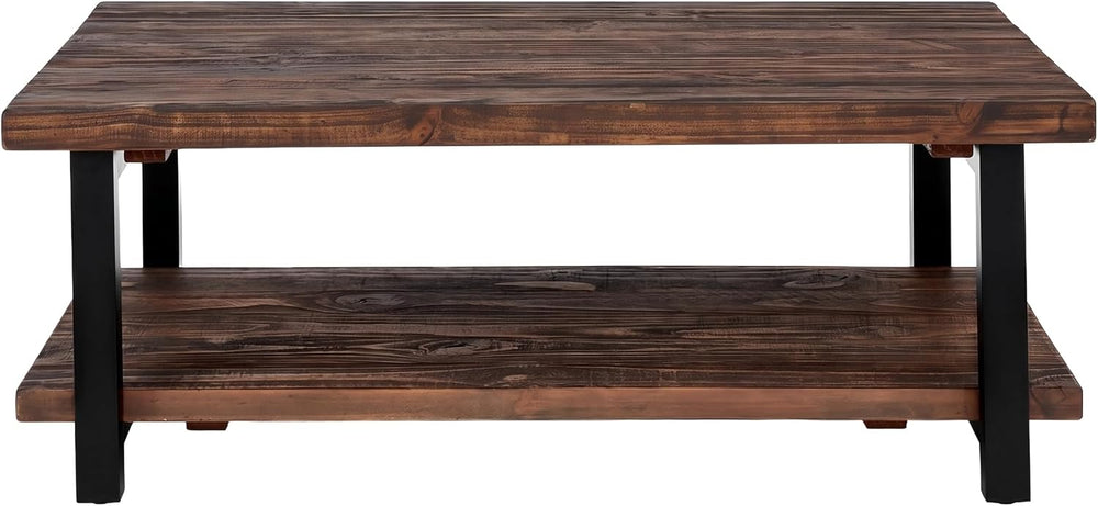 Alaterre Furniture Pomona Solid Wood Coffee Table, Rustic Brown, 48”