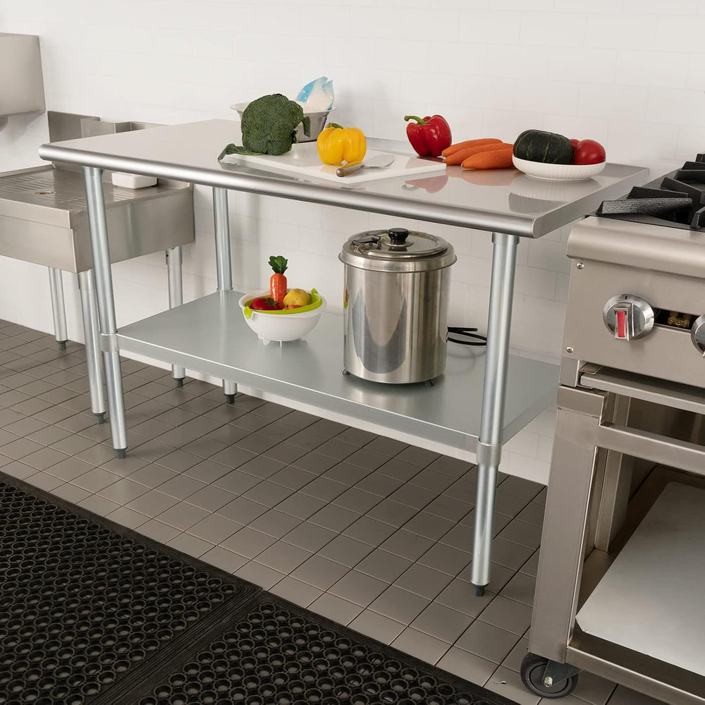 HARDURA Stainless Steel Table with Undershelf and Galvanized Legs NSF Heavy D...
