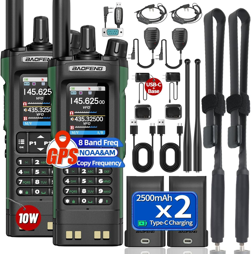 BAOFENG UV-32 Radio Ham Radio Handheld 10W Long Range Rechargeable NOAA Weath...
