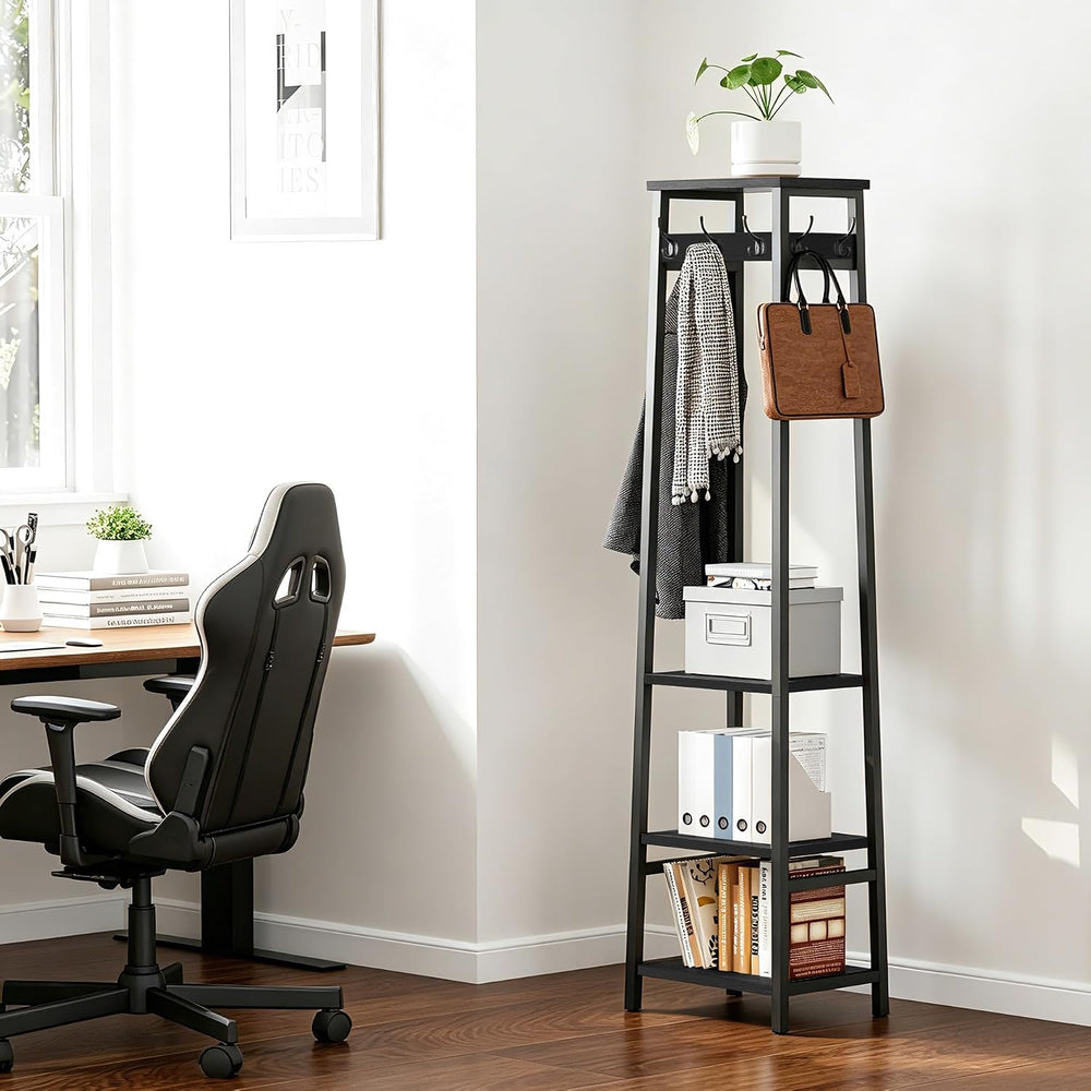 Coat Rack Freestanding with 3 Shelves and 7 Hooks