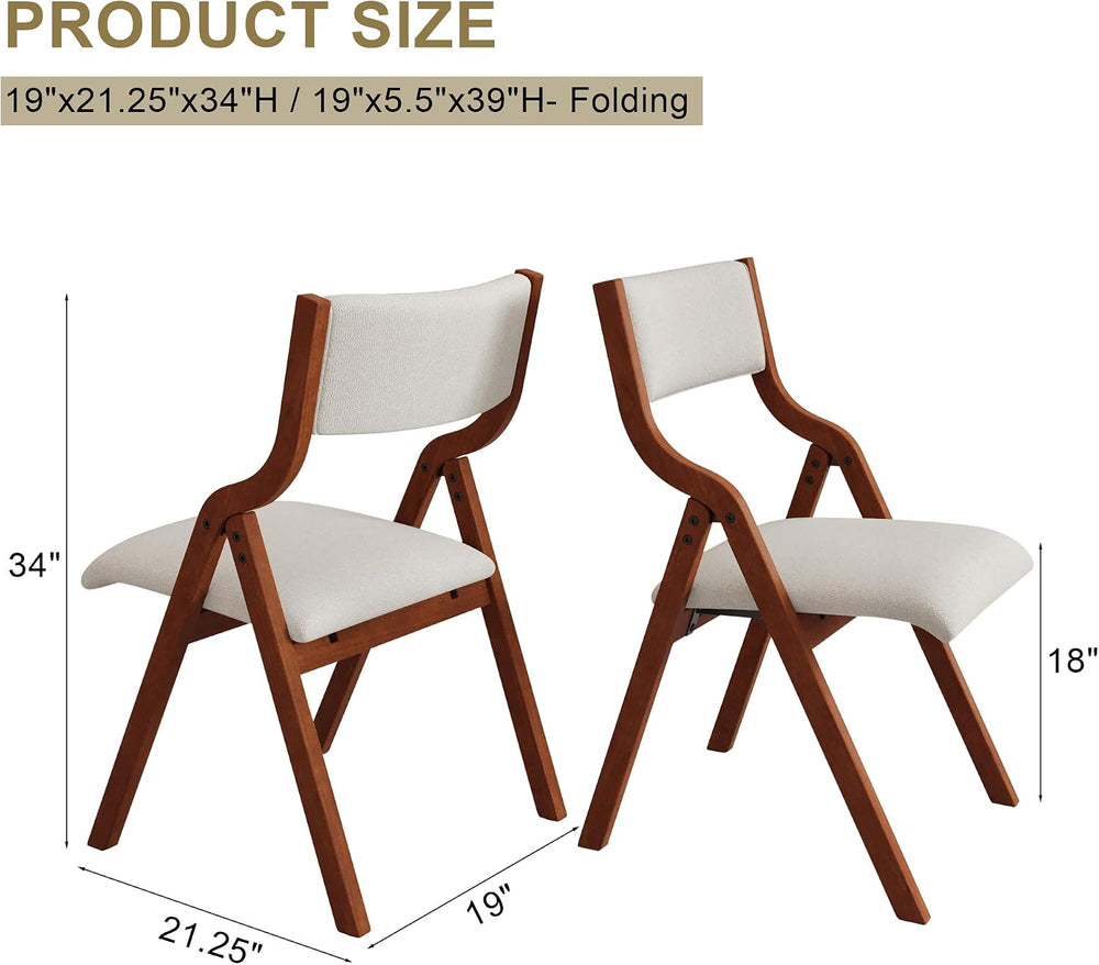 Ball & Cast Upholstered Folding Chairs Set of 2,with Padded Seat,Wooden P...