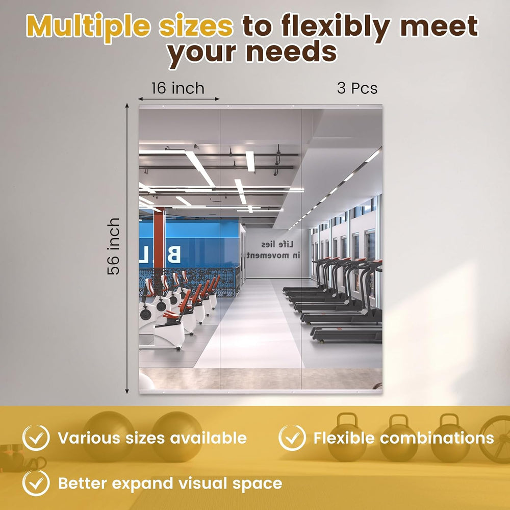 LOAAO Gym Mirror 56"x16", 3 PCS