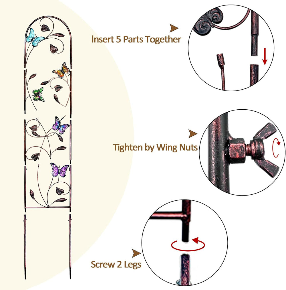 aboxoo 2-Pack Butterfly Metal Garden Trellis for Climbing Plants