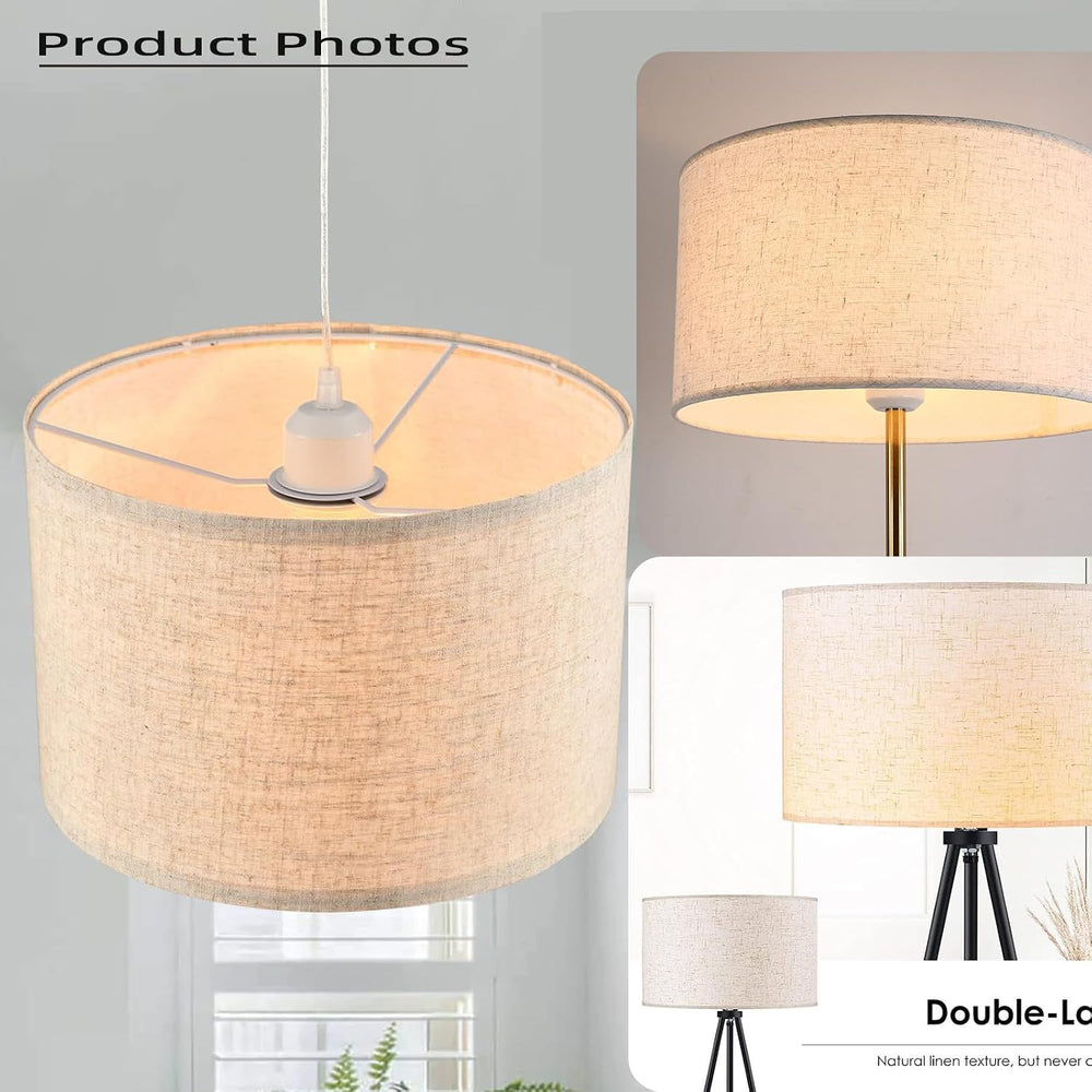 2PCS Natural linen lamp shades Modern Beige Gray Lampshade
