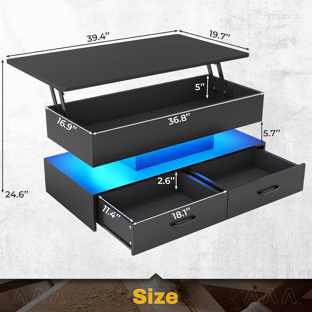 SEDETA 40" Lift Top Coffee Table with 2 Drawers Storage for Living Room