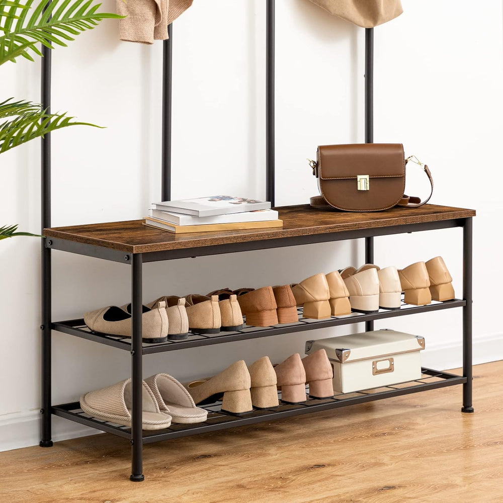 HOOBRO Hall Tree with Bench, Entryway Bench with Coat Rack, Mud Room Rack wit...