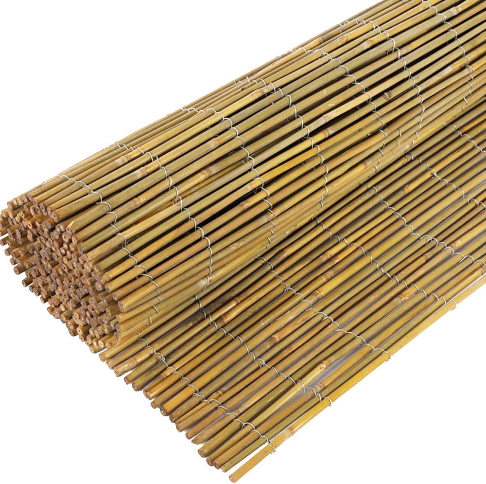 Jollybower 4ft x 8ft x 0.4" D Natural Bamboo Fence, Outdoor Rolled Bambo...