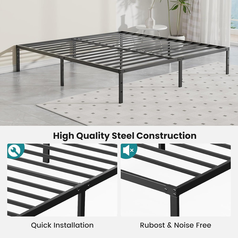 Sweetcrispy Queen Bed Frame, Metal Slats Platform Bed Frame, 12 Inch
