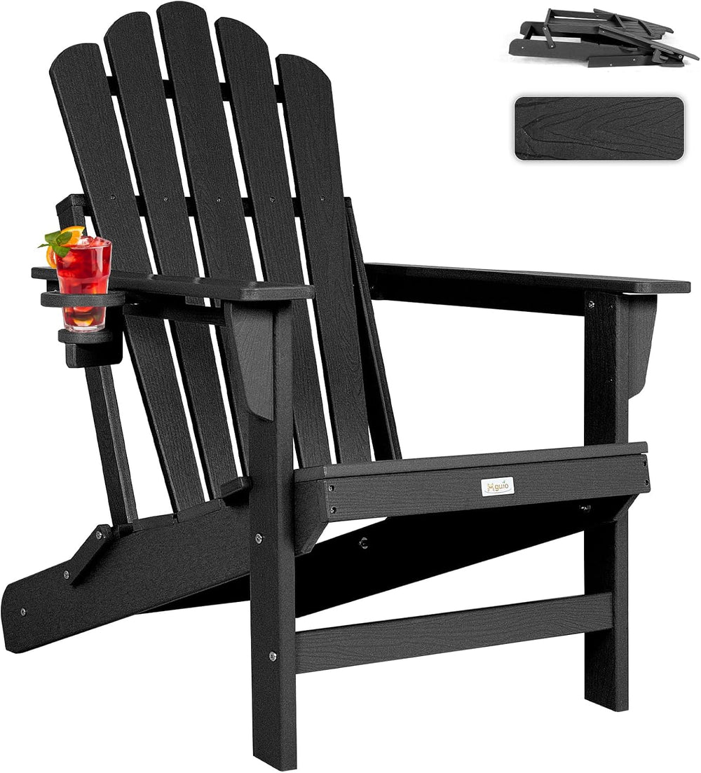 Oversized Folding Adirondack Chair, HDPE Fire Pit Chair Holds 400 LBS