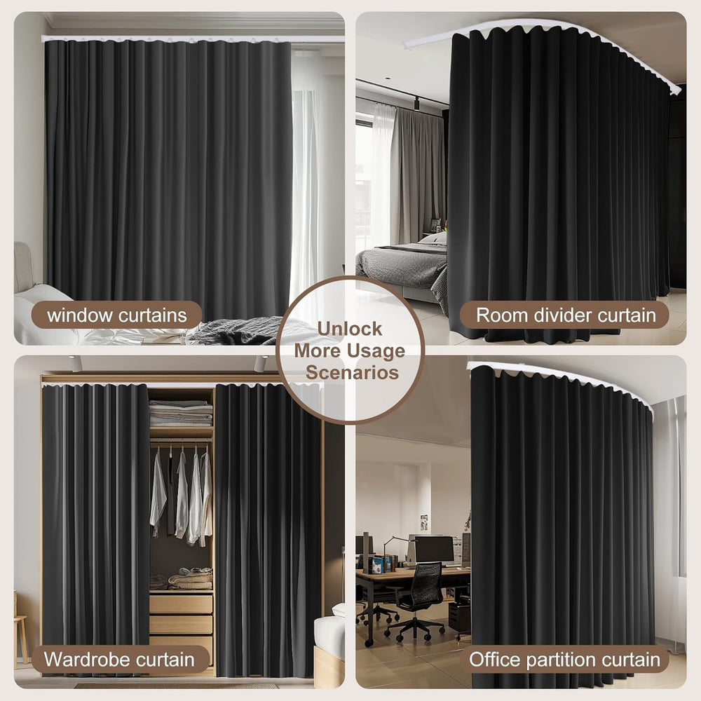 MaKefeile Room Divider Curtains & Flexible Bendable Tracks Set,Privacy Di...
