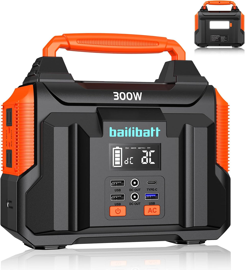 Bailibatt Portable Power Station 300W, 257Wh, 4.6lbs Solar Generator