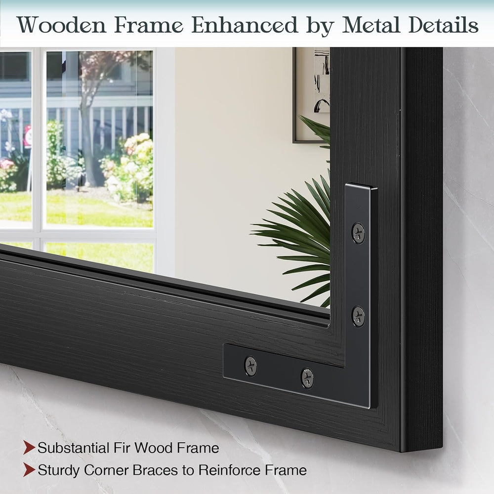 Farmhouse Bathroom Mirror, 22"x30" Black Rustic Farmhouse Mirror