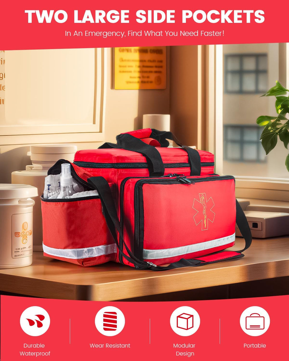 Large Medical Bag Empty, Paramedic Bag EMT Trauma for First Responders