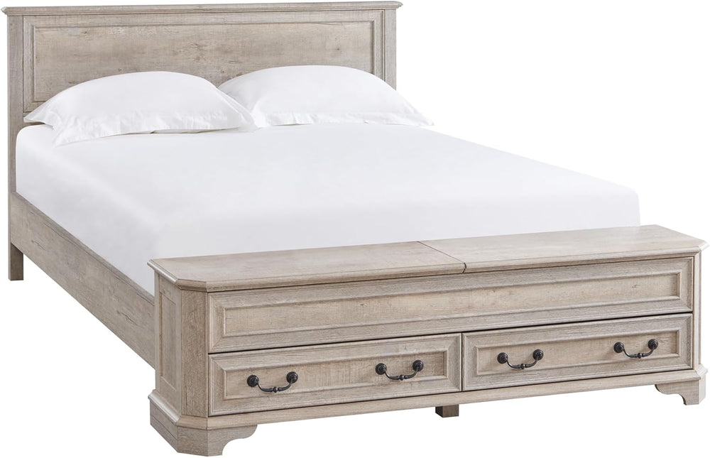 T4TREAM Farmhouse Queen Bed with Headboard and Storage Bench