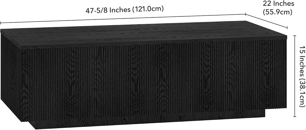 Henn&Hart 48" Modern Fluted Coffee Table, Natural Black