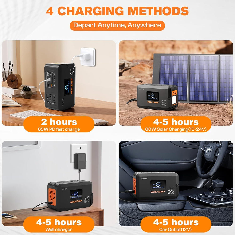 HOWERASY Portable Power Station 98Wh, 135W(270W Peak) Solar Generator