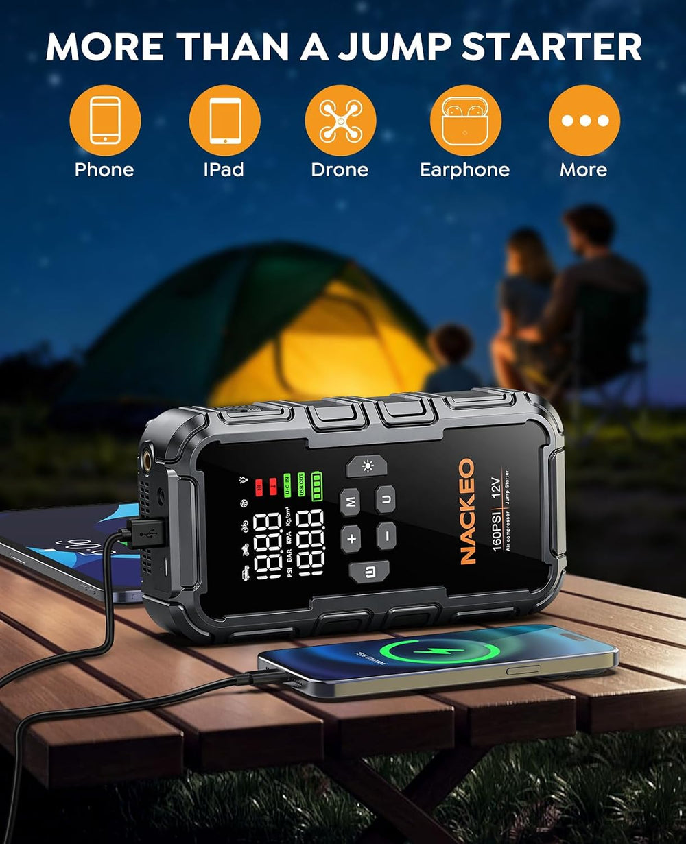 8000A Car Battery Jump Starter with Air Compressor 160PSI, Car Jumper Starter...