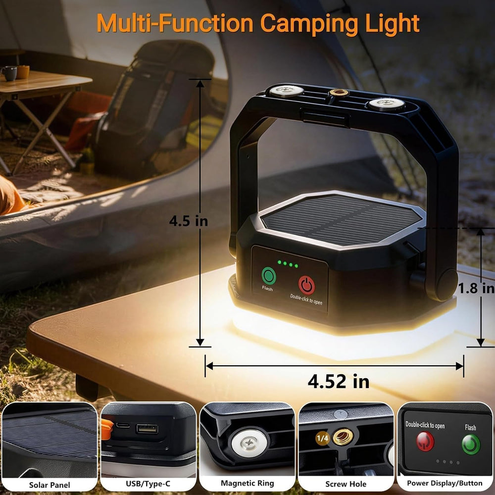 SyouHome Rechargeable Camping Light, 4000LM 6600mAh Solar Lantern, 2 Pack
