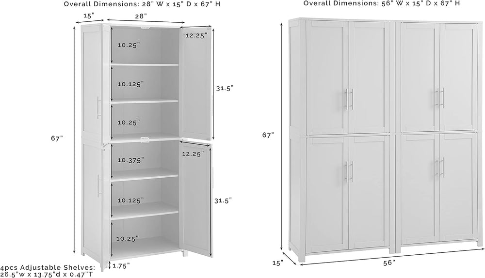 Crosley Furniture Savannah 2-Piece Pantry Storage Cabinet Set