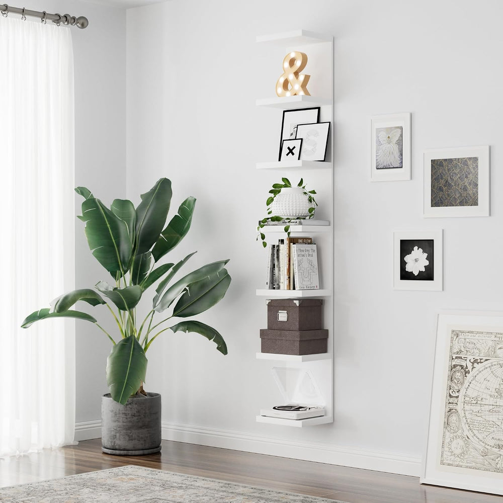 7 Tier Wall Shelf, Versatile Wall Mounted Lack Shlef Floating Shelf White