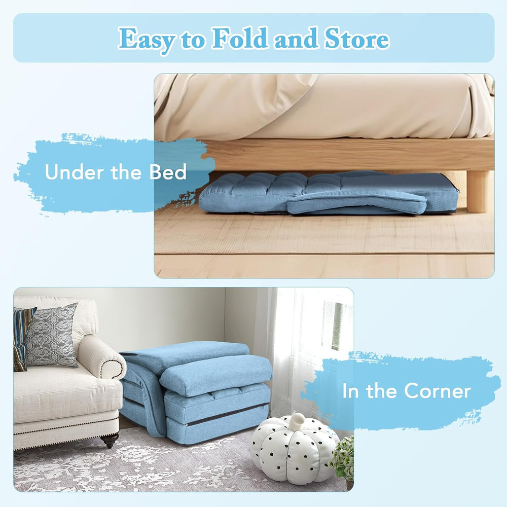 KOMFOTT Foldable Floor Lazy Sofa Chair, Indoor Chaise Lounge Chair with 6 Pos...