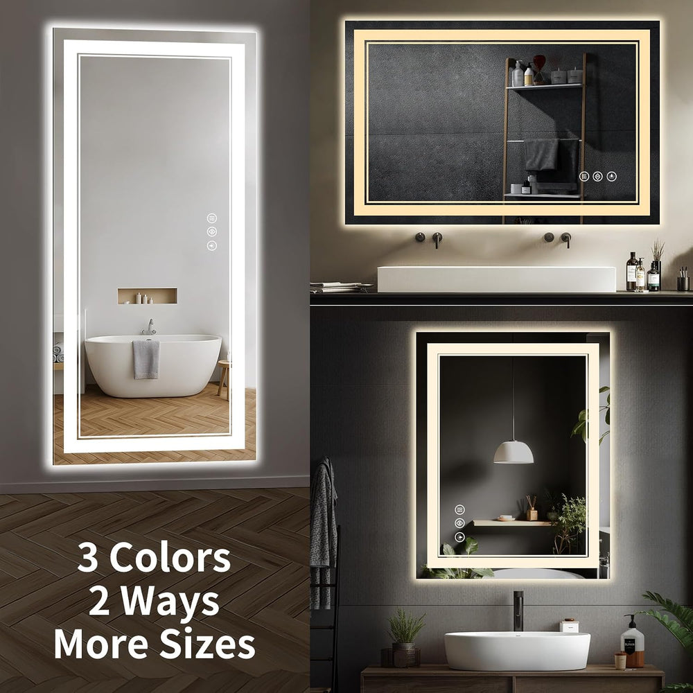 30"x22" LED Bathroom Mirror with Lights,Anti-Fog,3 Color Modes