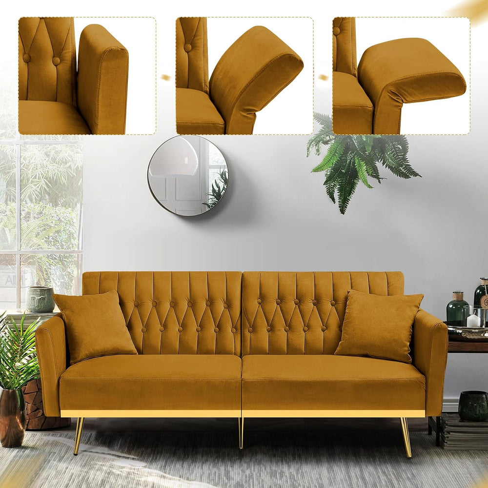 3 Pieces Velvet Sofa Set w/Adjustable Armrest &Backrest,Ginger