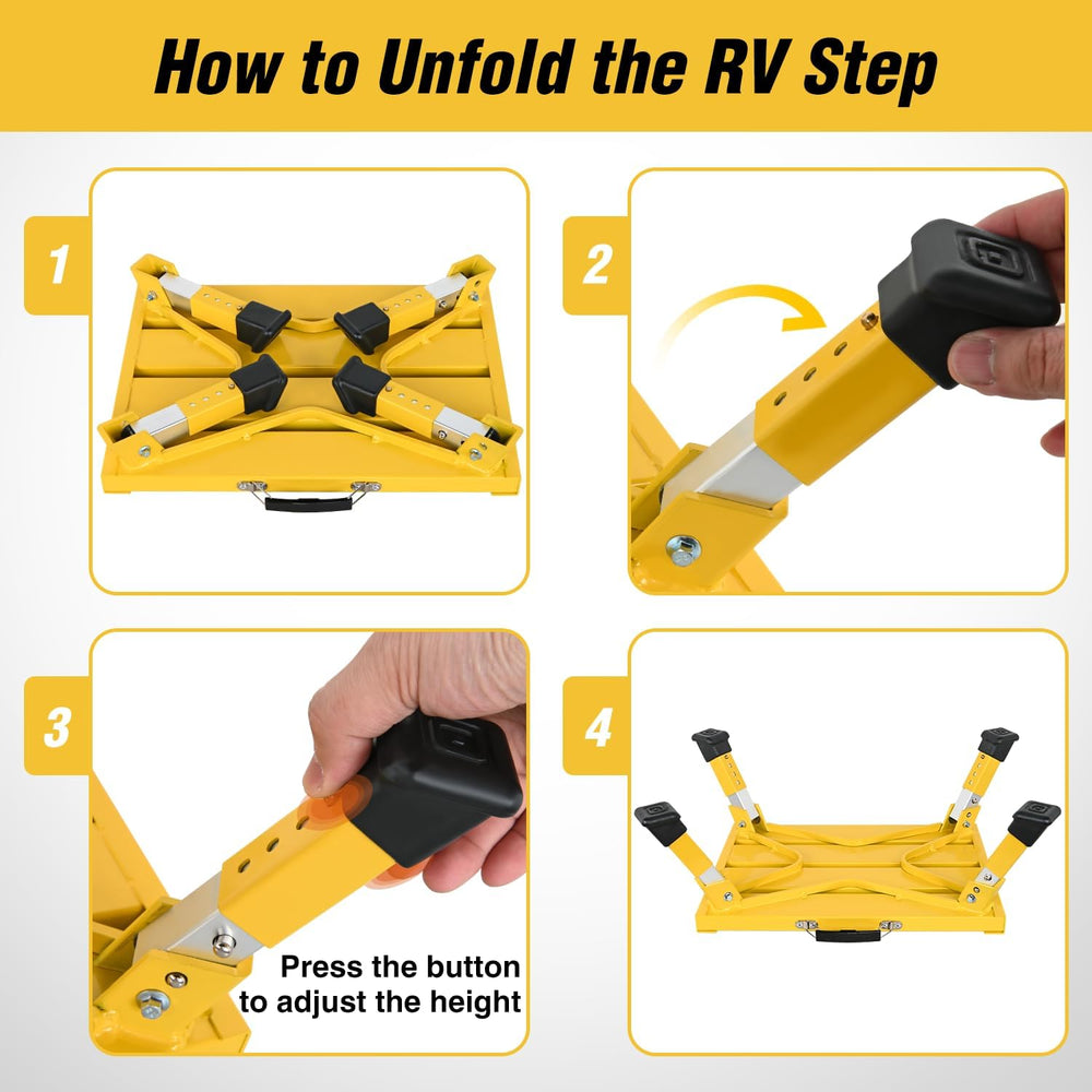 Nilight RV Step Stool Portable Folding Aluminum Platform 16.5x11.8 Handle