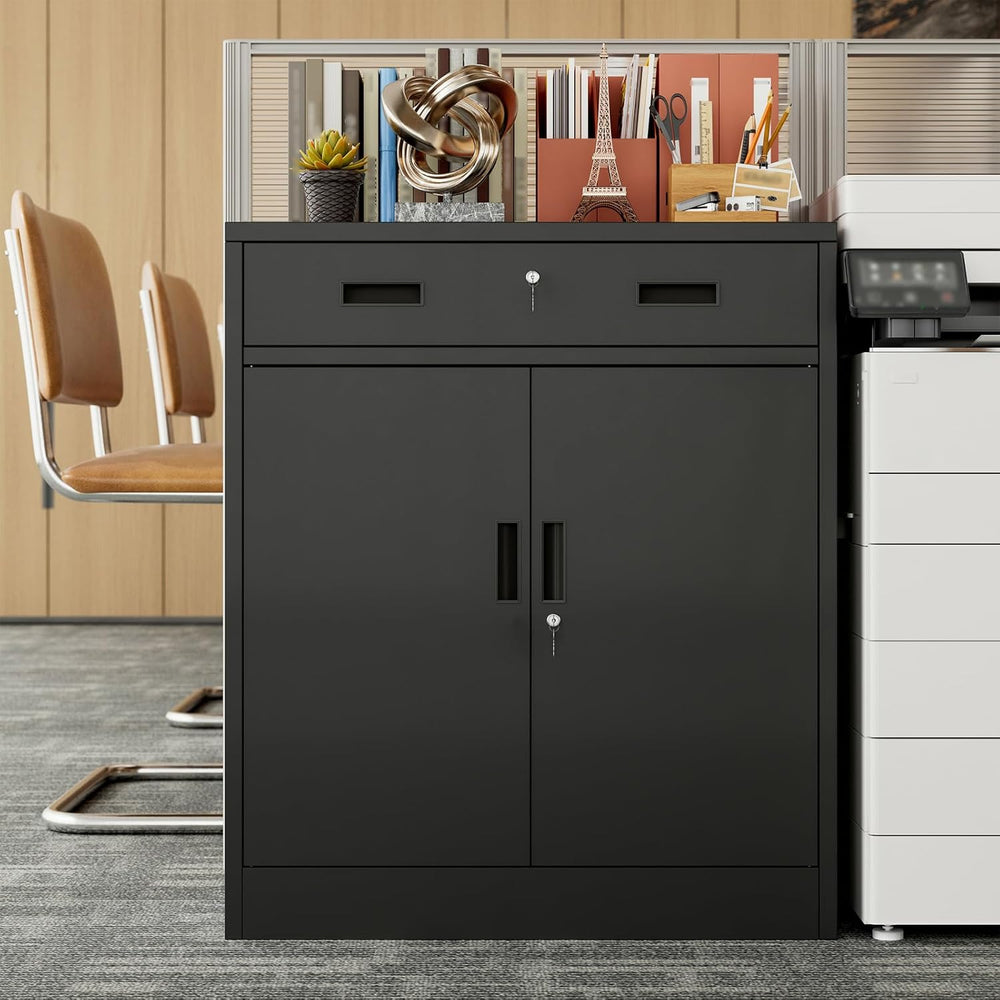 BESFUR Metal Storage Cabinet, Garage Storage Cabinet with One Drawer and Adju...