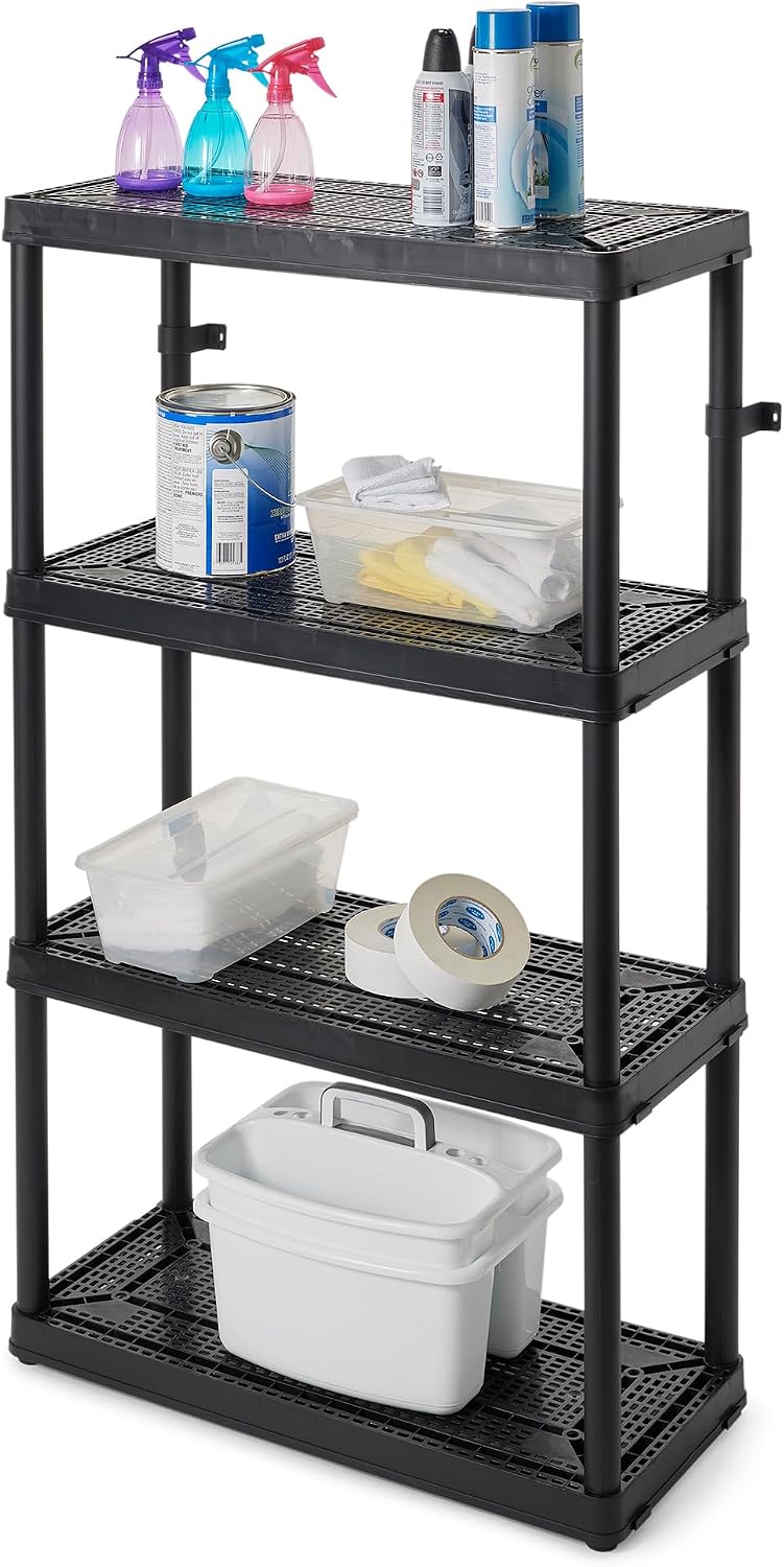 Gracious Living 4-Shelf Fixed-Height Medium-Duty Storage, Black, 2-Pack