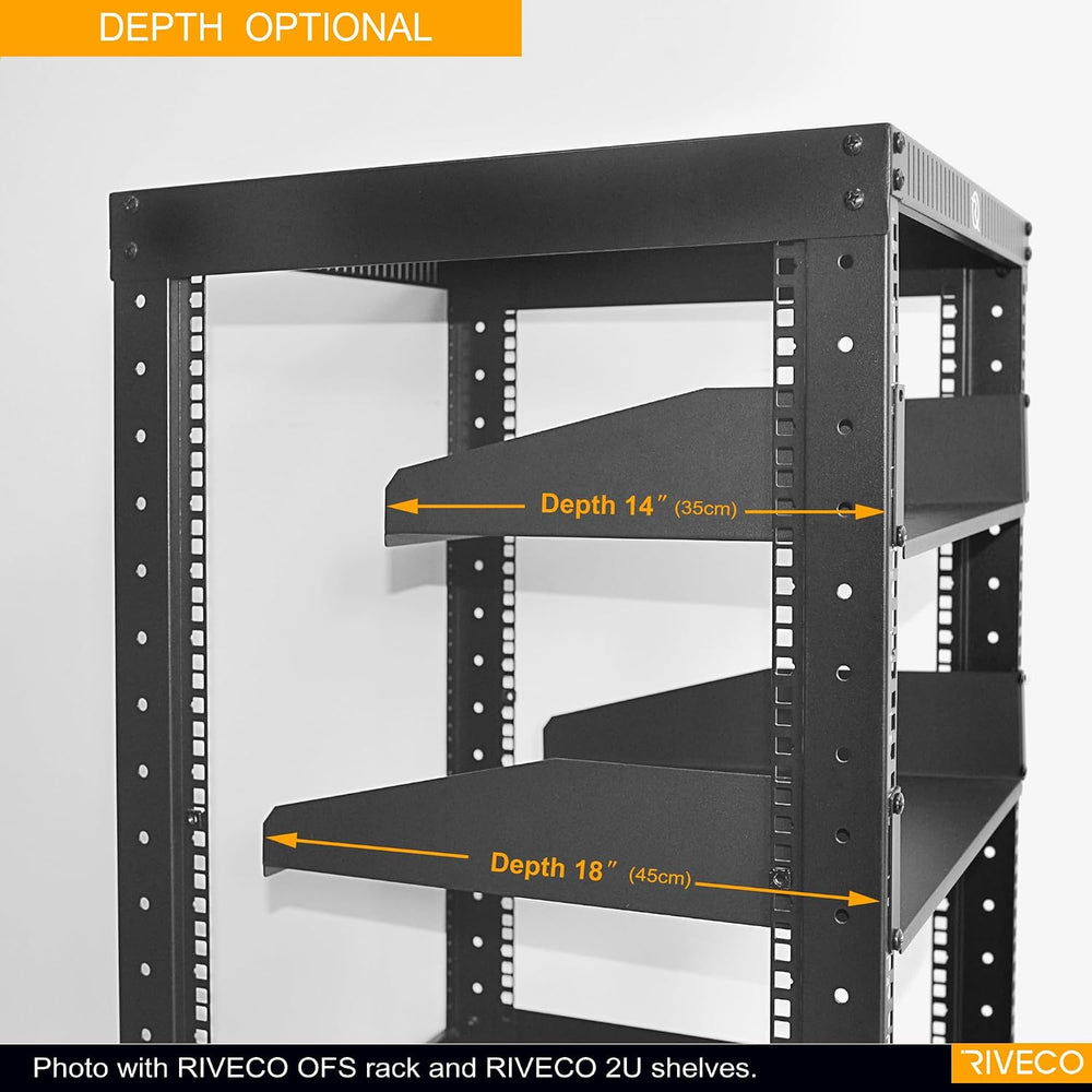 RIVECO 2 PCS 2U Rack Shelves 14 Inch Depth, Rack Mount Vented Cantilevers for...