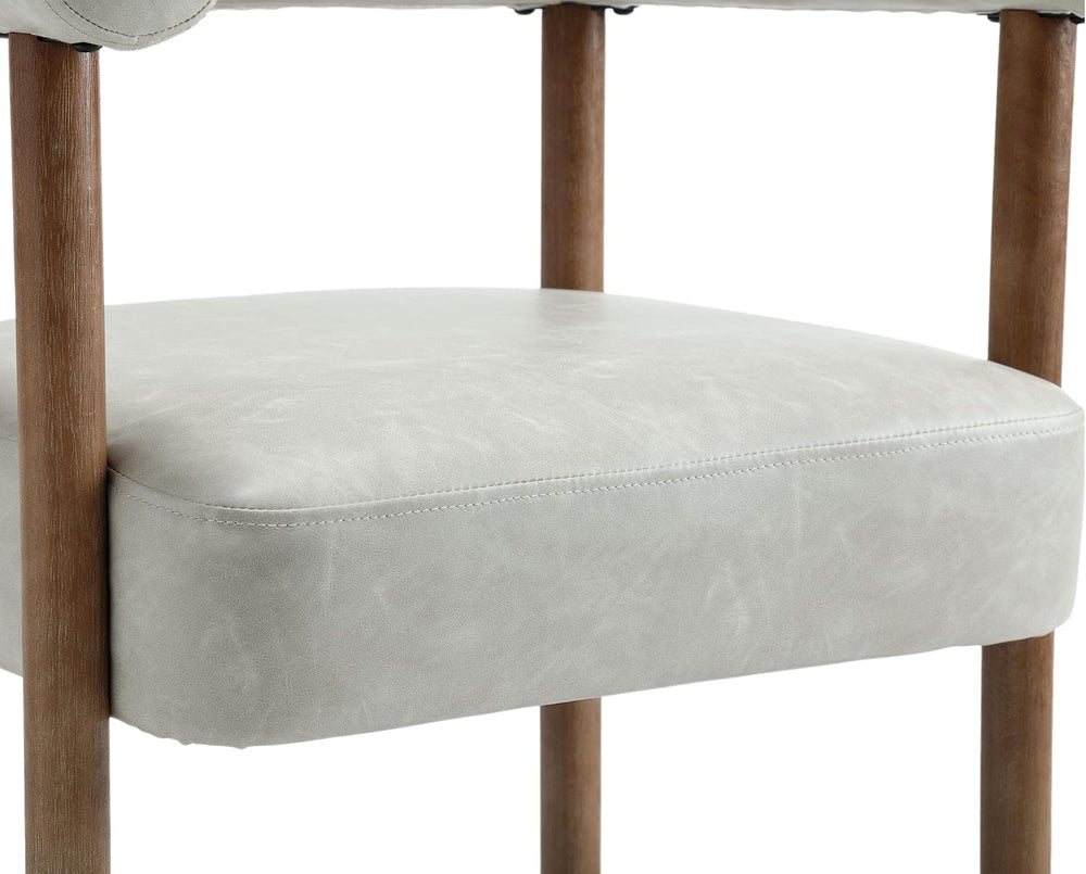 VESCASA Upholstered Dining Chairs with Natural Brush Wood Legs, Faux Leather ...