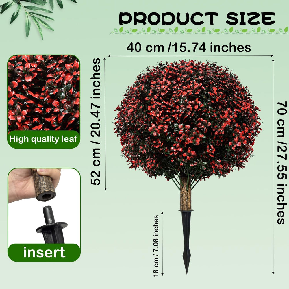 2 Pack 24" Artificial Fall Boxwood Topiary Balls with Ground Spikes, UV ...