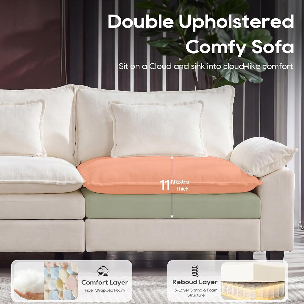 URRED Oversized Modular Sectional Sofa,Ivory:157" U Shaped