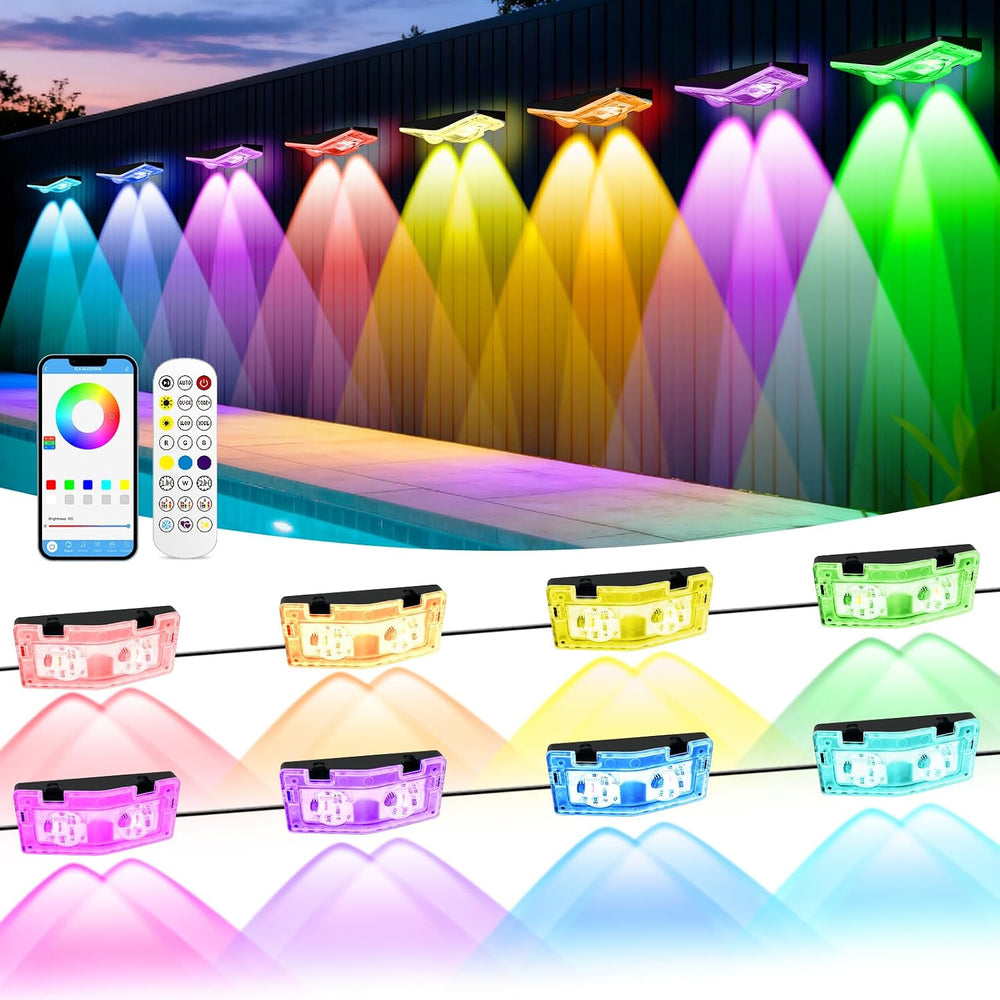 Outdoor Fence Lights Plug in, 50FT RGBIC LED Fence Lights, App & Remote C...