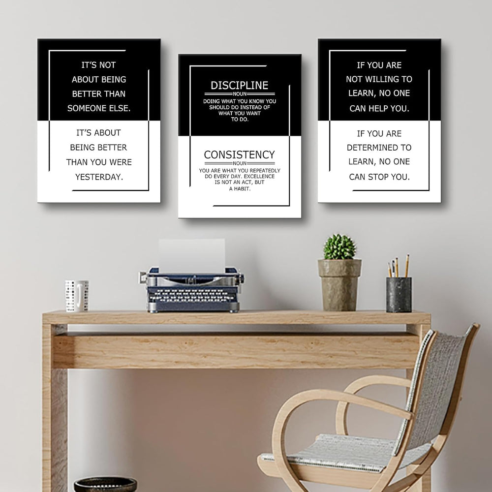 YSPCSUN Growth Discipline Learning 3 Piece Canvas Wall Art Office Decor